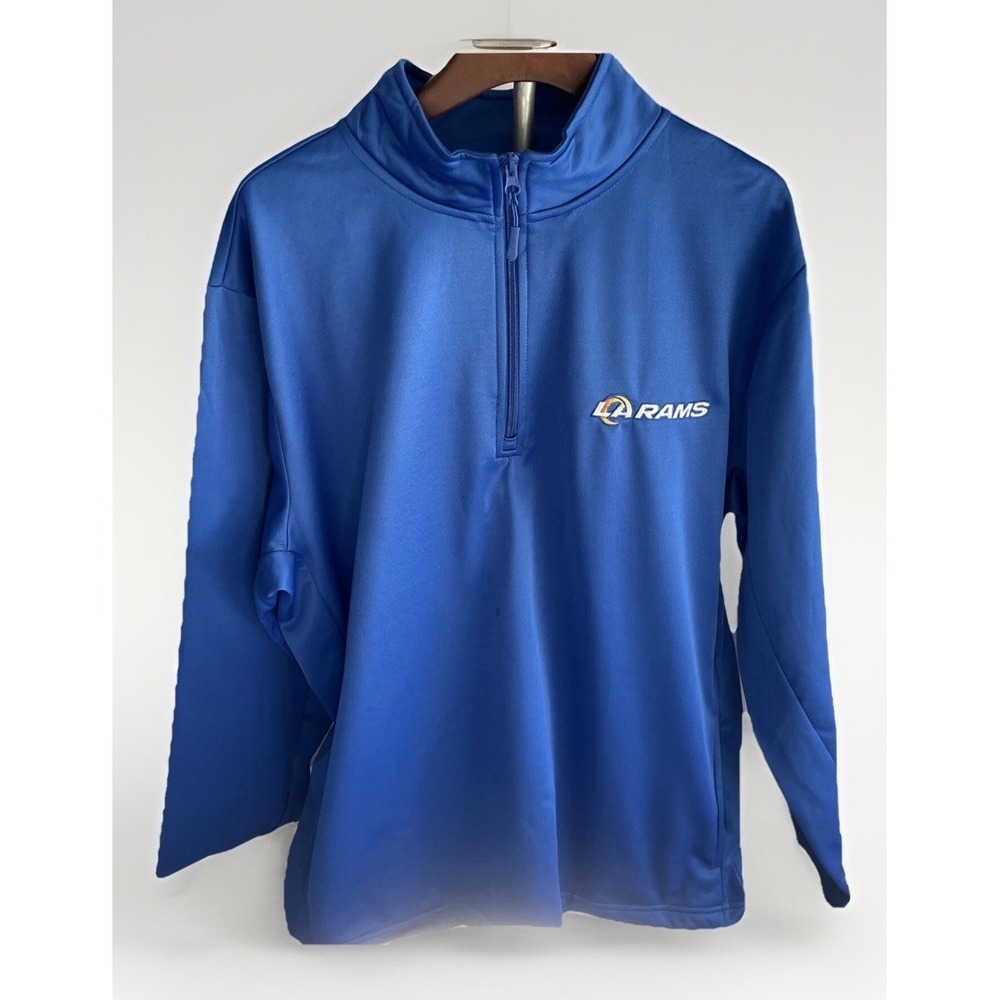 LA Rams Dunbrooke Quarter Zip Jacket Royal Blue XL made In Egypt